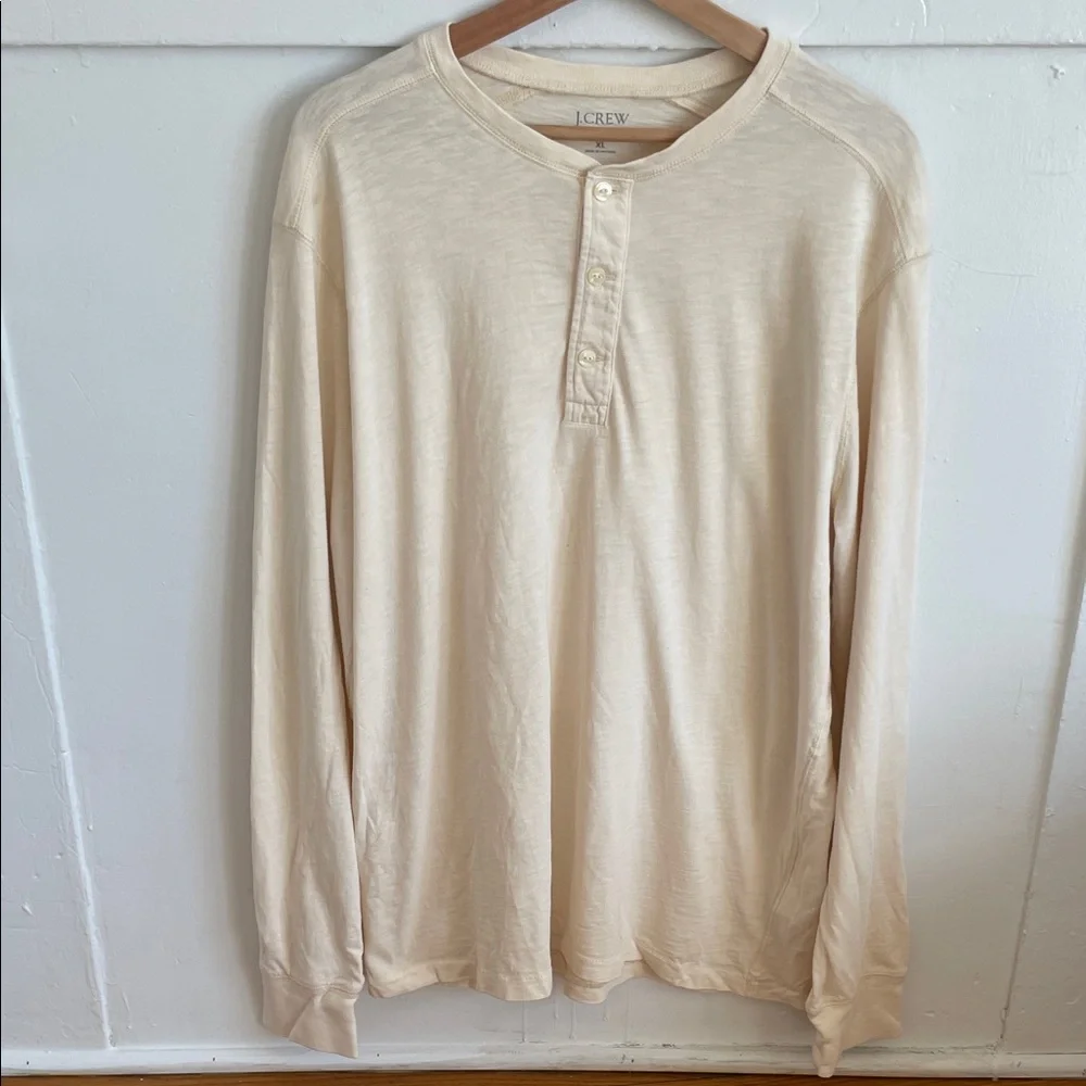 J. Crew Beige Long Sleeve Henley Shirt